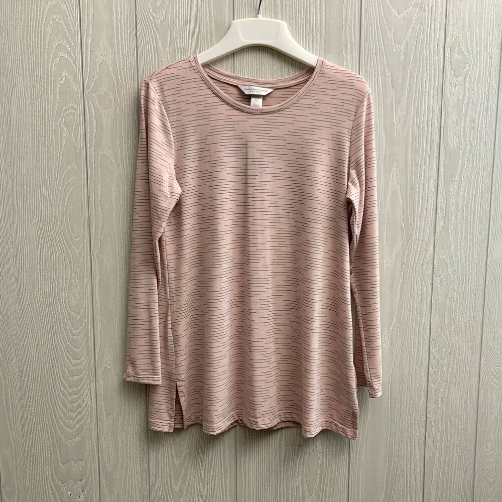 Christopher & Banks Petite Pink Gray Long Sleeve Top PS NWT
